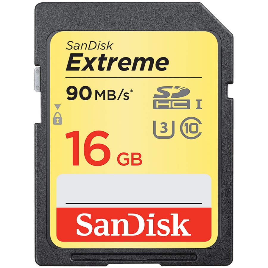 SANDISK Extreme SDHC Card 16GB 90MB/s Class 10 UHS-I U3
