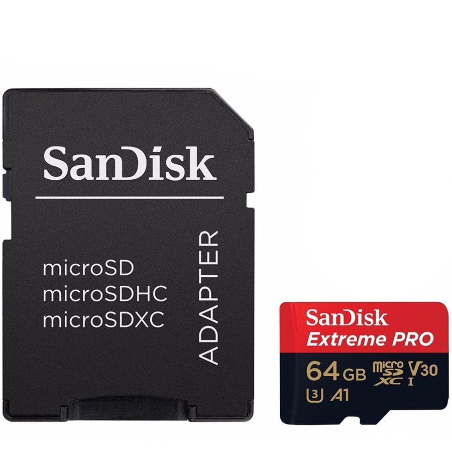 SANDISK Extreme Pro microSDXC 64GB + SD Adapter + Rescue Pro Deluxe 170MB/s A2 C10 V30 UHS-I U3