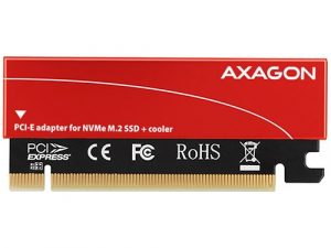 AXAGON PCEM2-S PCI-E 3.0 16x - M.2 SSD NVMe, up to 80mm SSD, low profile, cooler