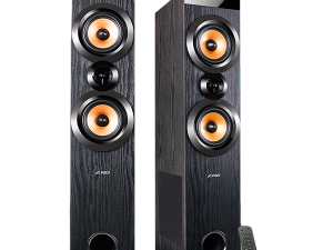 F&D T-70X 2.0 Floorstanding Speakers, 160W RMS (80Wx2), 1'' Tweeter + 5.25'' Speaker + 8'' Subwoofer for each channel, BT 5.0/HDMI(ARC)/Optical/Coaxial/AUX/USB/FM/Karaoke function/ LED Display/Remote control/Microphone included/Wooden/Black