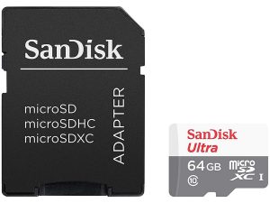 SANDISK Ultra microSDXC 64GB + SD Adapter 100MB/s Class 10 UHS-I