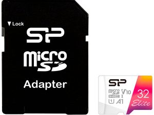 Silicon Power New Elite /class10 32GB mSD Card A1, V10, UHS-1 (U1) R/W: up to 100/30 MB/s, A1, V10, ECC function, Shock/water/x-ray-proof, w/ adapter