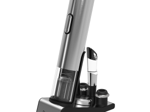 Prestigio Garda, smart wine opener, simple operation with 2 buttons, aerator, vacuum stopper preserver, foil cutter, opens up to 50 bottles wihout recharging, premium design, 500mAh battery, Dimensions D 17mm* H 290mm* W100 mm, silver color.