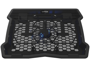 CANYON NS02, Cooling stand single fan with 2x2.0 USB hub, support up to 10”-15.6” laptop, ABS plastic and iron, Fans dimension:125*125*15mm(1pc), DC 5V, fan speed: 800-1000RPM, size:340*265*30mm, 406g