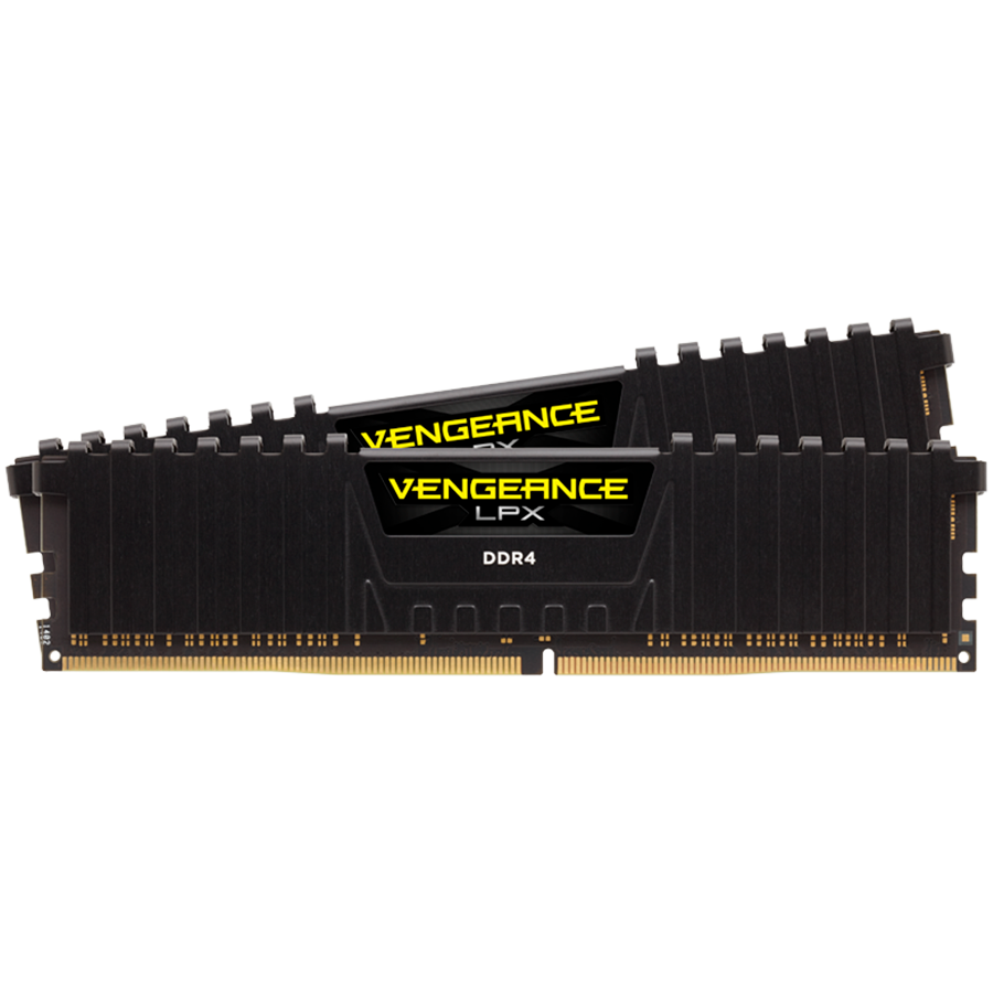 CORSAIR DDR4, 3200MHz 16GB 2x8GB DIMM, 16-18-18-36, SPD base 2666, XMP 2.0, Vengeance LPX Black Heatspreader, Black PCB, 1.35V, for Ryzen/AM4
