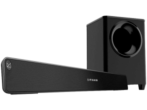 F&D HT-388D 2.1 Wireless Soundbar with Subwoofer, 120W RMS (20Wx2+80W), Full-range speaker: 52x92mm + 8'' Subwoofer, BT 5.3/Optical/AUX/HDMI/USB/LED Display/Remote Control/Wooden/Black, EANs soundbar: 6924053407224, subwoofer: 6924053407231