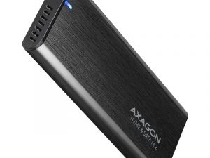 Axagon External USB-C 3.2 Gen 2 metal box for M.2 NVMe & SATA SSD disks. Screwless.