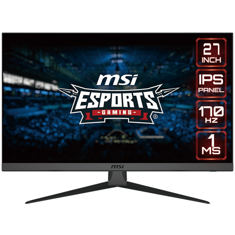 MSI G2722 Gaming Monitor, 27" 170Hz, FHD (1920x1080) 16:9, IPS Anti-glare, 1ms, 250nits, 1100:1, 178°/178°, Adjustable Stand, 2x HDMI, 1x DP, 3Y Warranty