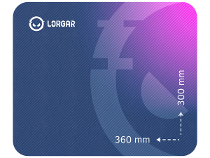 Lorgar Main 133, Gaming mouse pad, High-speed surface, Purple anti-slip rubber base, size: 360mm x 300mm x 3mm, weight 0.2kg