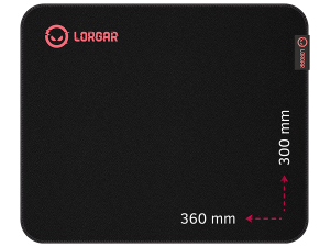 Lorgar Main 323, Gaming mouse pad, Precise control surface, Red anti-slip rubber base, size: 360mm x 300mm x 3mm, weight 0.21kg