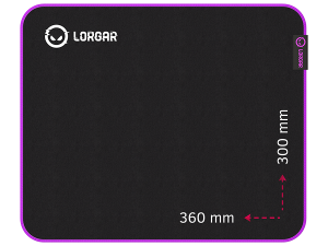 Lorgar Main 313, Gaming mouse pad, High-speed surface, Purple anti-slip rubber base, size: 360mm x 300mm x 3mm, weight 0.195kg