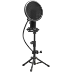 LORGAR Voicer 721, Gaming Microphone, Black, USB condenser microphone with tripod stand, pop filter, including 1 microphone, 1 Height metal tripod, 1 plastic shock mount, 1 windscreen cap, 1,2m metel type-C USB cable, 1 pop filter, 154.6x56.1mm