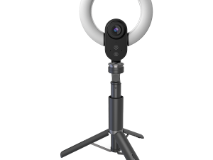 LORGAR Circulus 910, Streaming web camera, 5MP 2592X1944 max resolution, up to 60fps, 1/2.8", Sony STARVIS CMOS image sensor, full glass lens, 5.5'' built-in ring light (1700-14 000K), foldable tripod, auto focus, dual microphones with AI noise reduction, USB Type C, size: 470*133*115mm, 0.525kg, black+white