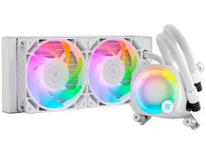 EK-Nucleus AIO CR240 Lux D-RGB - White, 2x EK-FPT FAN 120 D-RGB PWM fans, Rotatable ARGB Pump Top, Intel Sockets LGA: 1150, 1151, 1155, 1156, 1200, 1700, 2011, 2011-3, 2066, AMD Sockets: AM4, AM5, 5 Year Warranty