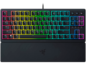 Razer Ornata V3 Tenkeyless, Low Profile Gaming Keyboard, US Layout, 8 Razer Chroma™ RGB Lighting Zones, Dedicated Media Keys, UV-coated ABS Keycaps, 1000 Hz Ultrapolling, Durable spill-resistant design, Braided fiber cable