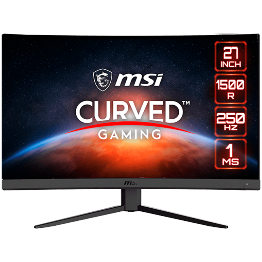 MSI G27C4X Curved Gaming Monitor, 27" 250Hz, FHD (1920x1080) 16:9, VA Anti-glare, 1ms, 300nits, 3000:1, 178°/178°, 1500R Curve, Freesync Premium, Adjustable Stand, 1x DP, 2x HDMI, 3Y Warranty
