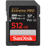SANDISK Extreme PRO 512GB V60 UHS-II SD cards, 280/150MB/s,V60,C10,UHS-II