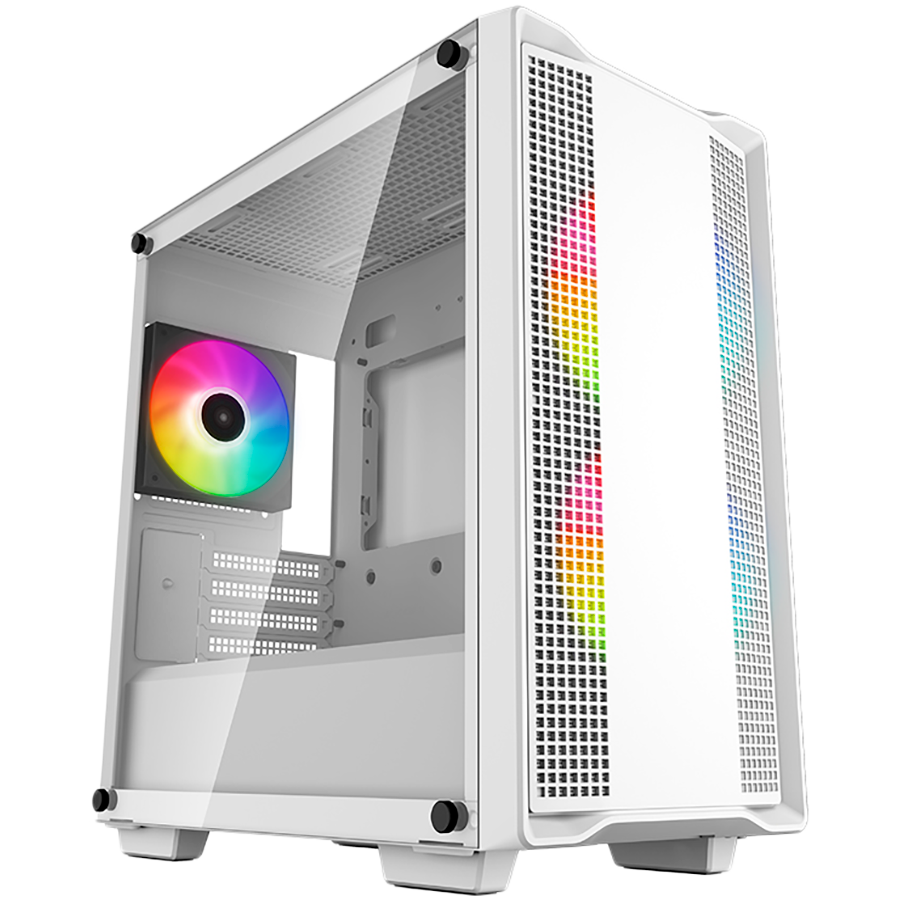 DeepCool CC360 ARGB WH, Mid Tower, Mini-ITX/Micro-ATX, 1xUSB3.0, 1xUSB2.0, 1xAudio, 3x120mm Pre-Installed ARGB Fans, Tempered Glass, Mesh Panel, White, R-CC360-WHAPM3-G-1