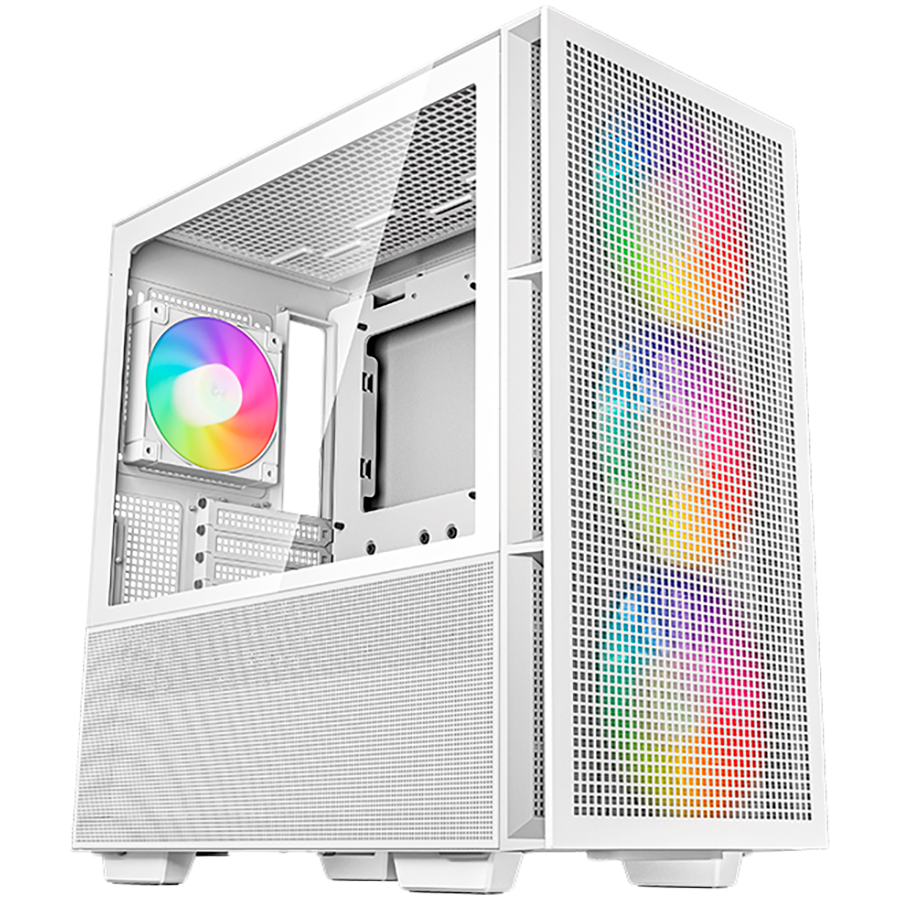 DeepCool CH560 WH, Mid Tower, Mini-ITX/Micro-ATX/ATX/E-ATX, 1xUSB3.0, 1xType-C, 1xAudio, 3x140mm + 1x120mm Pre-Installed ARGB Fans, Tempered Glass, Mesh Panels, GPU Support Arm, White, R-CH560-WHAPE4-G-1