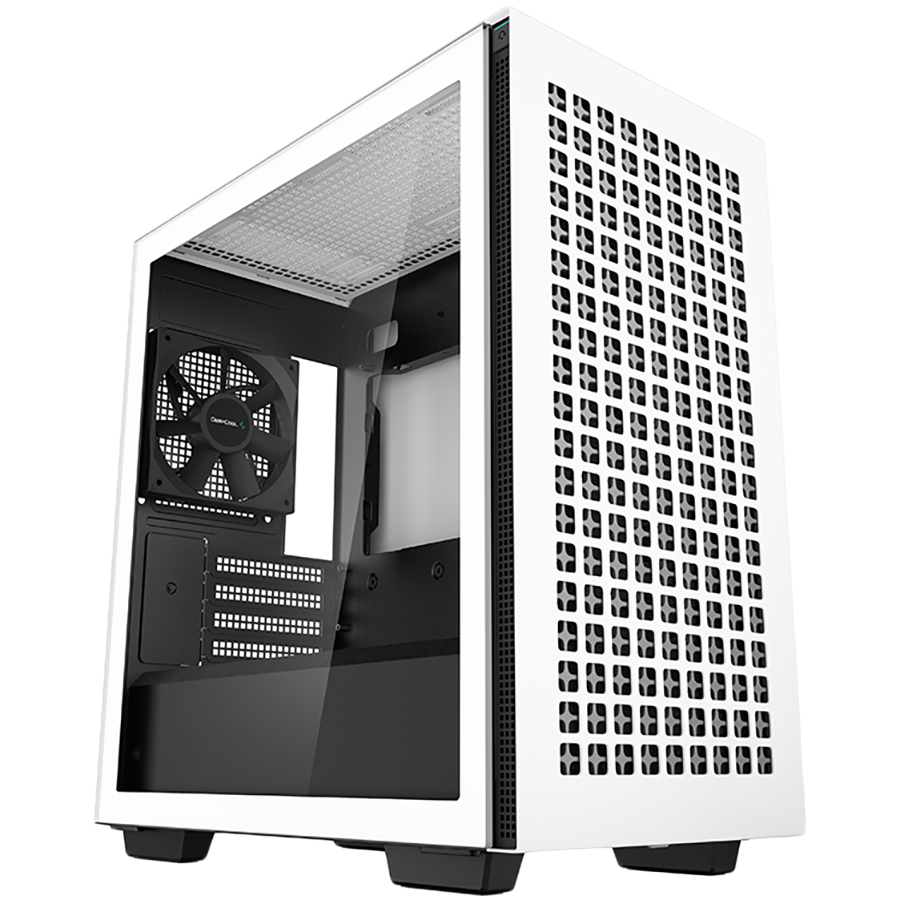 DeepCool CH370 WH, Mid Tower, Mini-ITX/Micro-ATX, 2xUSB3.0, 1xAudio, 1x120mm Pre-Installed Black Fan, Tempered Glass, Mesh Panel, White, R-CH370-WHNAM1-G-1