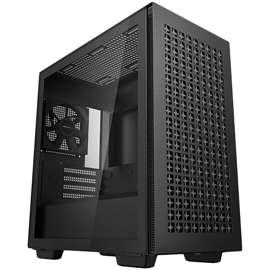 DeepCool CH370, Mid Tower, Mini-ITX/Micro-ATX, 2xUSB3.0, 1xAudio, 1x120mm Pre-Installed Black Fan, Tempered Glass, Mesh Panel, Black, R-CH370-BKNAM1-G-1