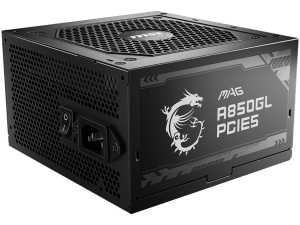 MSI MAG A850GL PCIE5, 850W, 80 Plus Gold, 120mm Fluid Dynamic Bearing Fan, Protections: OCP/OVP/OPP/OTP/SCP, Dimensions: 150mmx140mmx86mm, 7Y Warranty
