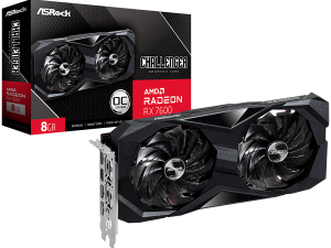 ASROCK Video Card AMD Radeon RX-7600 Challenger 8GB GDDR6 128bit, 2695 MHz / 18Gbps, 3x DP 2.1, 1x HDMI, 2 fan, 2 slot