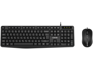CANYON USB standard KB, water resistant BG layout bundle with optical 3D wired mice 1000DPI black