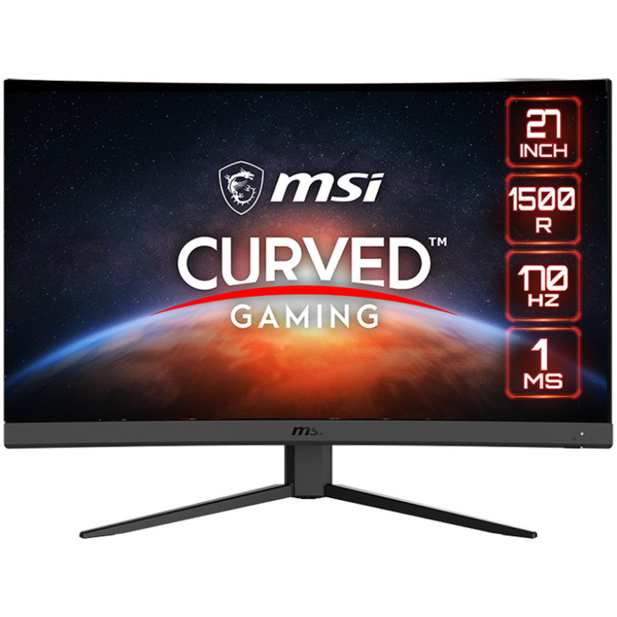 MSI G27C4 E2 Curved Gaming Monitor, 27" 170Hz, FHD (1920x1080) 16:9, VA Anti-glare, 1500R curve, 1ms, 250nits, 3000:1, 178°/178°, Adaptive Sync, Adjustable Stand, 1x DP, 2x HDMI, 3Y Warranty
