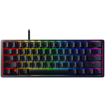 Razer Huntsman Mini - Clicky Optical (Purple Switch) - US - Black, Gaming Keyboard, Razer™ Optical Switches, size 60%, RGB Chroma, Doubleshot PBT Keycaps With Side-Printed Secondary Functions, Standard Bottom Row Layout, Fully programmable keys with on-the-fly macro recording, 1000 Hz Ultrapolling, Aluminum construction