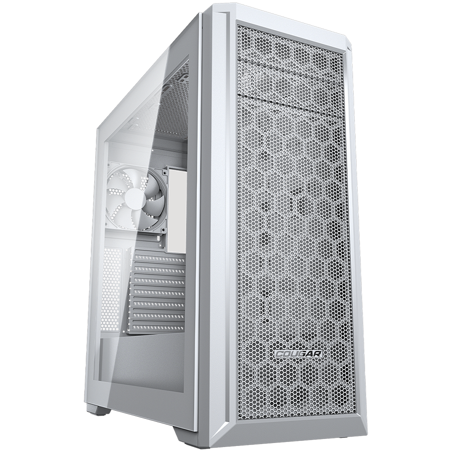 COUGAR MX330-G Pro White, Mid Tower, Mini ITX/Micro ATX/ATX, Type-C, USB 3.0 x 2, USB 2.0 x 1, Audio/Mic 3.5mm jack x 1, 120mm pre-installed fan, Tempered glass, 209 x 495 x 475 (mm)