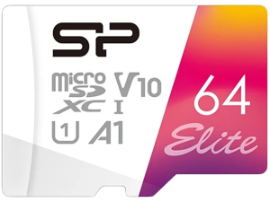 SILICON POWER Elite Colorful 64GB microSD, V10, U1, A1 Read speeds up to 100 MB/s with adapter