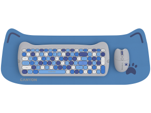 CANYON HSET-W6 EN Keyboard+Mouse Kitty Edition AAA+АА Wireless Blue