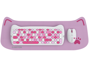 CANYON HSET-W6 EN Keyboard+Mouse Kitty Edition AAA+АА Wireless Pink