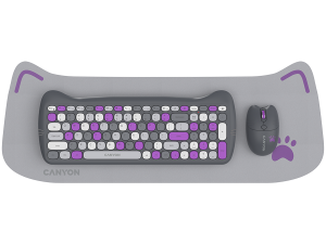 CANYON HSET-W6 EN Keyboard+Mouse Kitty Edition AAA+АА Wireless Violet