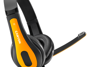 CANYON entry price PC headset, combined 3,5 plug, leather pads, Black-yellow