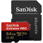 SANDISK Extreme PRO microSDXC 64GB + SD Adapter + 2 years RescuePRO Deluxe up to 200MB/s & 90MB/s Read/Write speeds A2 C10 V30 UHS-I U3