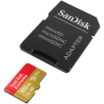 SANDISK Extreme microSDXC 512GB + SD Adapter + 1 year RescuePRO Deluxe up to 190MB/s & 130MB/s Read/Write speeds A2 C10 V30 UHS-I U3