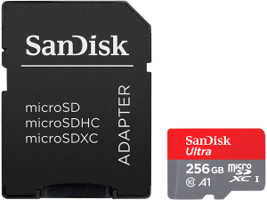 SANDISK Ultra microSDXC 256GB + SD Adapter 150MB/s A1 Class 10 UHS-I