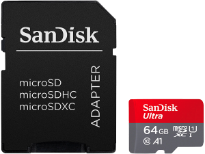 SANDISK Ultra microSDXC 64GB + SD Adapter 140MB/s A1 Class 10 UHS-I