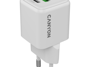 CANYON charger CU20AC GaN 20W 1xPD 1xQC EU White
