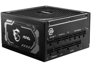 MSI MAG A1000GL PCIE5, 1000W, 80 PLUS Gold, 135mm FDB Fan, Protections: OCP/OVP/OPP/OTP/SCP/UVP, Active PFC Design, Flat Cables, Dimensions: 150mmx150mmx86mm, 7Y Warranty