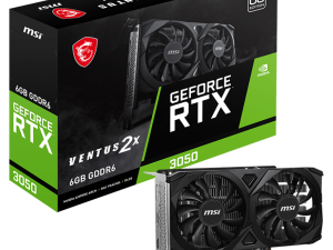 MSI Video Card Nvidia GeForce RTX 3050 VENTUS 2X E 6G OC, 6GB GDDR6, 96bit, Boost: 1492 MHz, 2304 CUDA Cores, PCIe 4.0, 1x DP 1.4a, 2xHDMI 2.1a, RAY TRACING, Dual Fan, 300W, 3Y