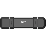 Silicon Power 1TB DS72 Dual USB-C/USB 3.2 Gen 2, Portable External SSD, Steam Deck and iPhone 15 Pro, R/W: up to 1050MB/s; 850MB/s, Black