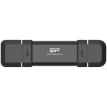 Silicon Power 500GB DS72 Dual USB-C/USB 3.2 Gen 2, Portable External SSD, Steam Deck and iPhone 15 Pro, R/W: up to 1050MB/s; 850MB/s, Black