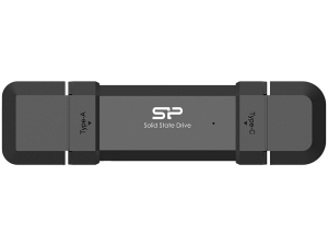 Silicon Power 500GB DS72 Dual USB-C/USB 3.2 Gen 2, Portable External SSD, Steam Deck and iPhone 15 Pro, R/W: up to 1050MB/s; 850MB/s, Black