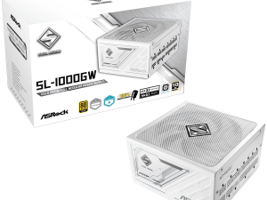 Asrock SL-1000GW, 1000W, 80 Plus GOLD, Fully Modular PSU, Japanese Capacitors, 2x EPS 12V CPU(4+4pin), 1x PCIe5.1 (12+4pin), 3x PCIe (6+2pin), 3x 4-pin connectors, 9x SATA, OCP, SCP, OVP, UVP, OTP, OPP protections, 135 mm Axial Fan, ATX 3.1, White