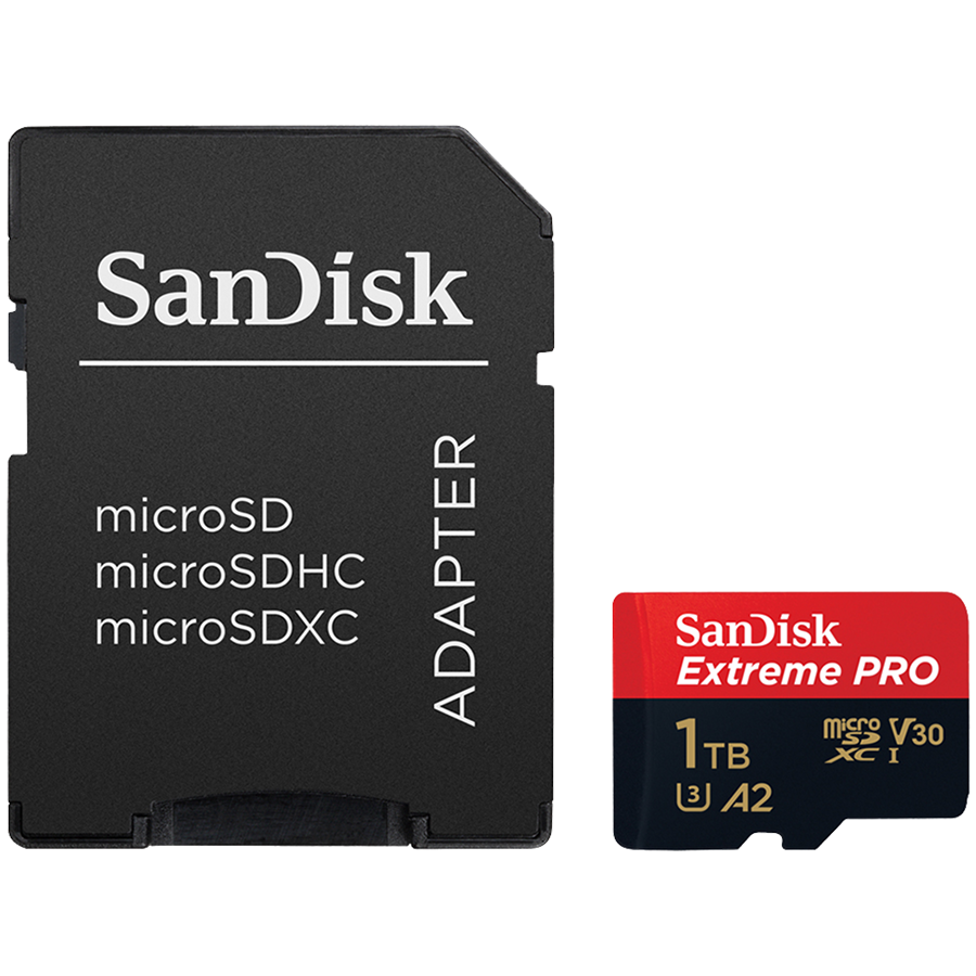 SANDISK Extreme PRO microSDXC 1TB + SD Adapter + 2 years RescuePRO Deluxe up to 200MB/s & 140MB/s Read/Write speeds A2 C10 V30 UHS-I U3