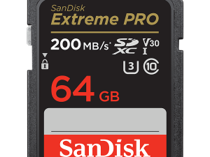 SANDISK Extreme PRO 64GB SDXC Memory Card + 2 years RescuePRO Deluxe up to 200MB/s & 90MB/s Read/Write speeds, UHS-I, Class 10, U3, V30