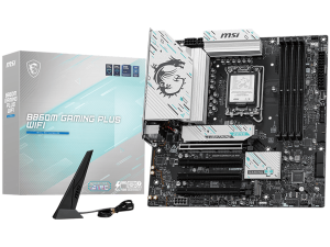 MSI PRO B860M GAMING PLUS WIFI, mATX, LGA 1851, 4x DDR5 Dual Channel DDR5 up to 8600(OC)MHz, 4x PCIe x16 slot, 3x M.2 slot, 2x USB 2.0, 2x USB 5Gbps, 1x USB 10Gbps, 1x USB 5Gbps Type-C, HDMI, DP, 7.1 HD Audio, 5G LAN, WiFi, BT, 3Y